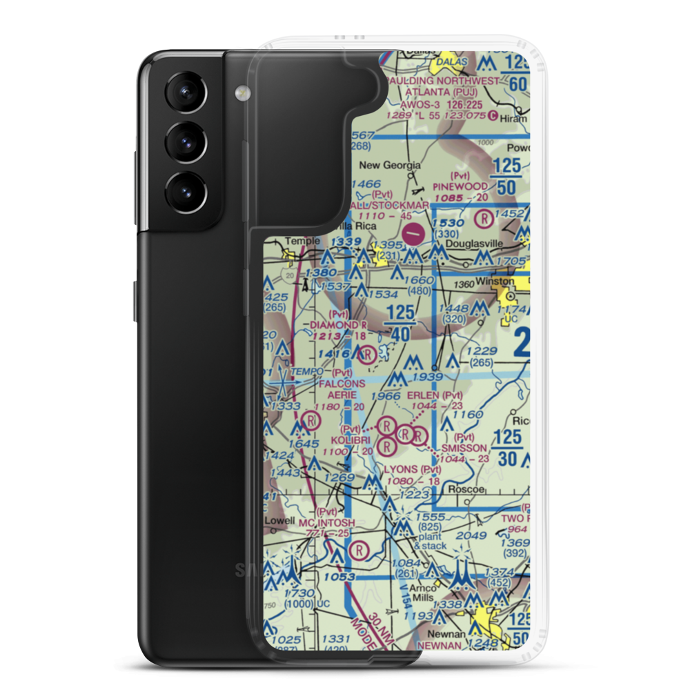 Lucky Lairds Landing Airport (81GA) VFR Sectional Samsung Case Samsung Galaxy S21 Plus model shown