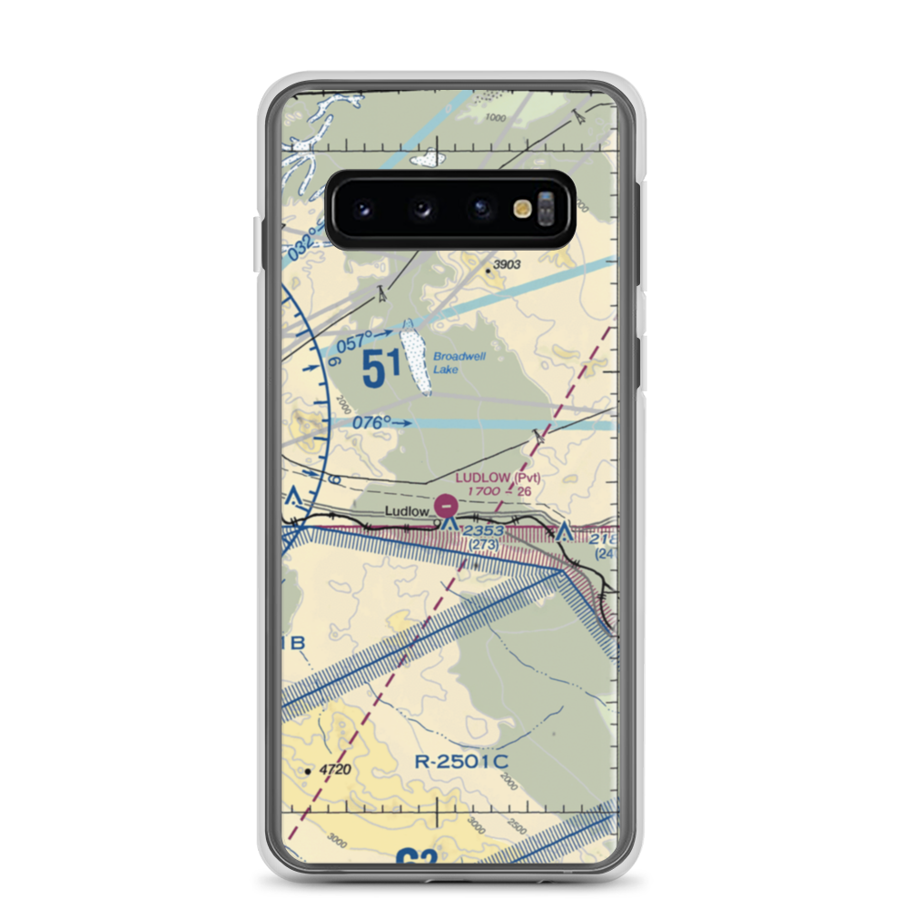 Ludlow Airport (5CA4) VFR Sectional Samsung Case Samsung Galaxy S10 model shown