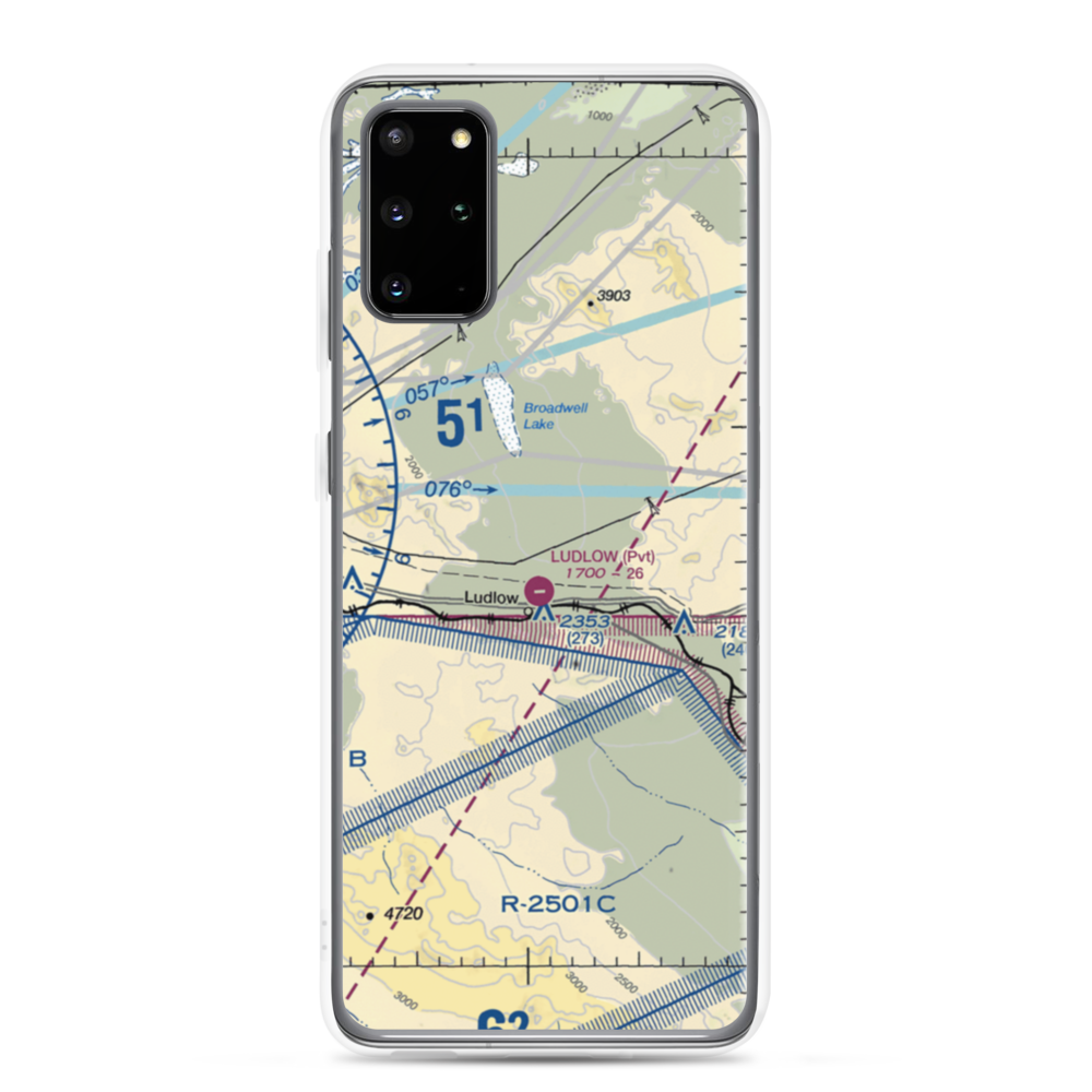 Ludlow Airport (5CA4) VFR Sectional Samsung Case Samsung Galaxy S20 Plus model shown