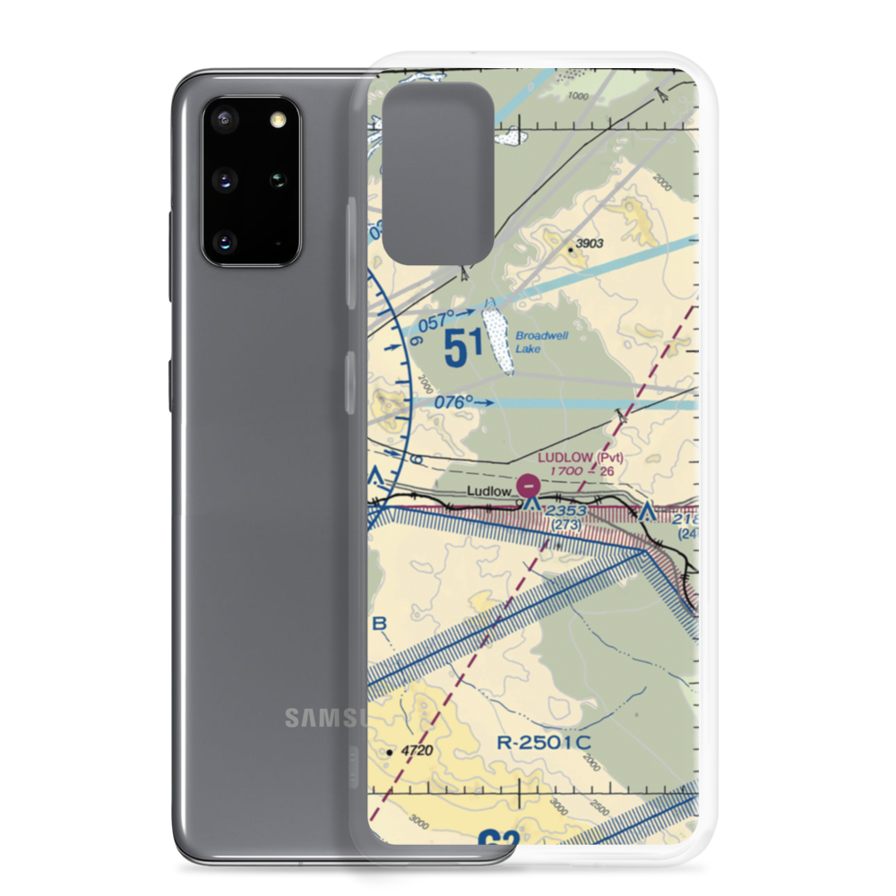 Ludlow Airport (5CA4) VFR Sectional Samsung Case Samsung Galaxy S20 Plus model shown