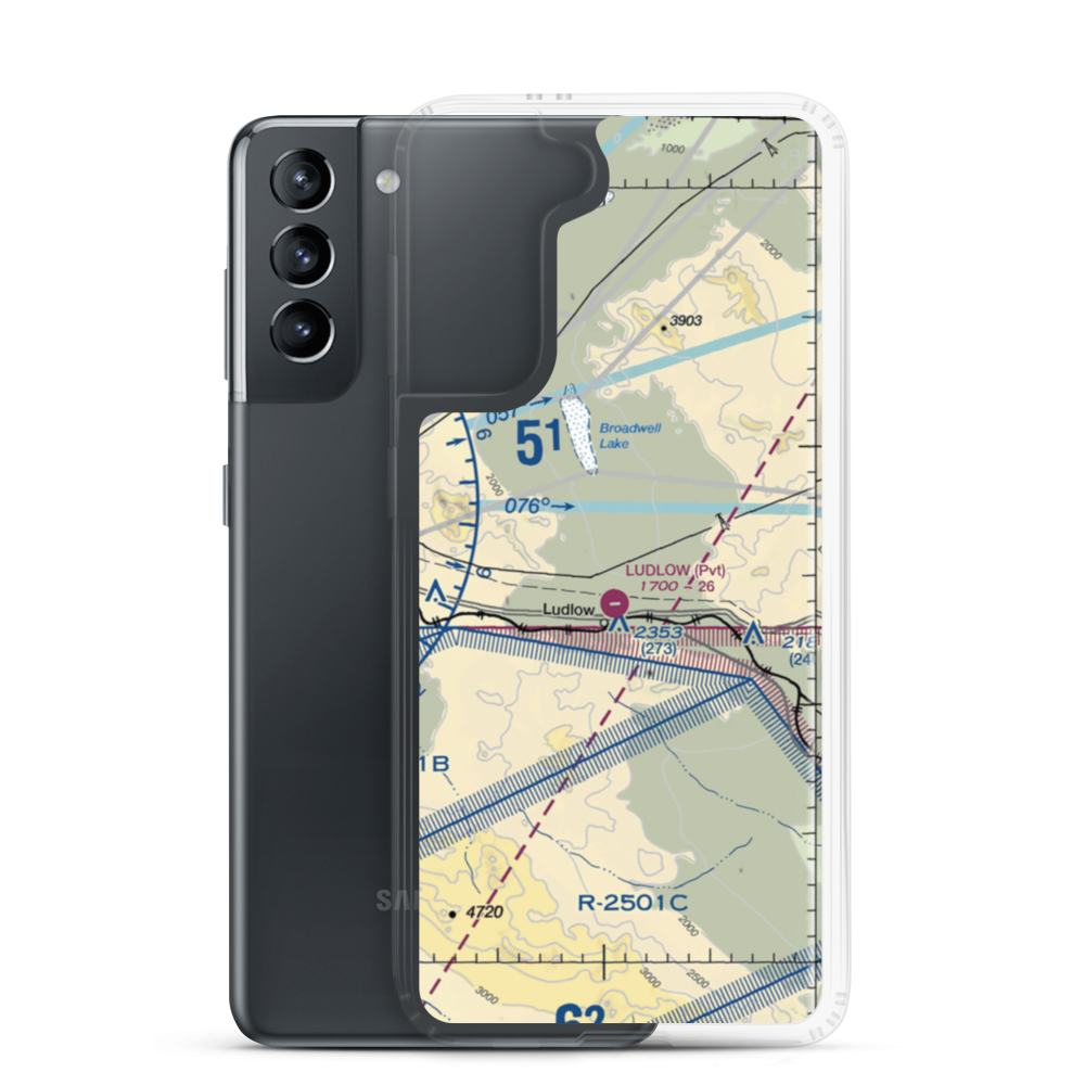 Ludlow Airport (5CA4) VFR Sectional Samsung Case Samsung Galaxy S21 model shown