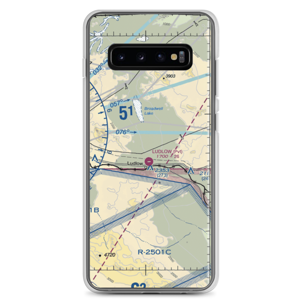 Ludlow Airport (5CA4) VFR Sectional Samsung Case Samsung Galaxy S10+ model shown