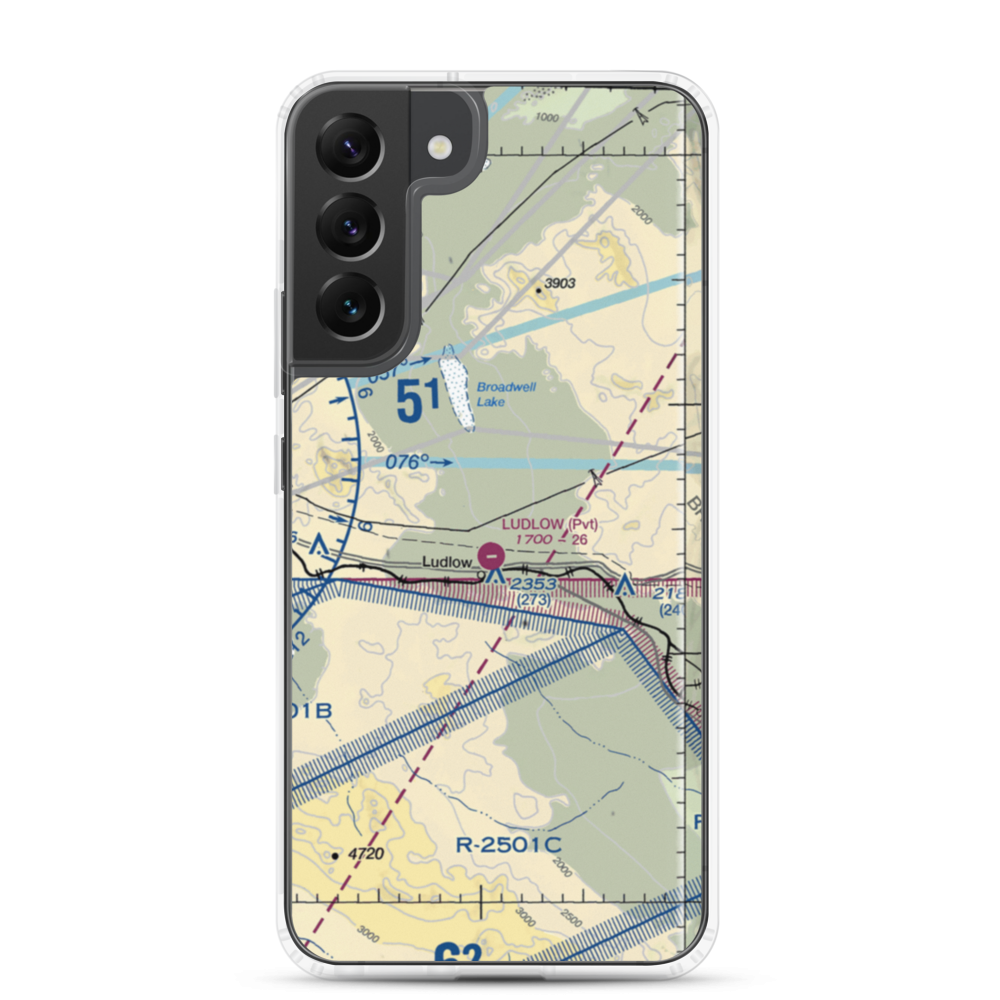 Ludlow Airport (5CA4) VFR Sectional Samsung Case Samsung Galaxy S22 Plus model shown