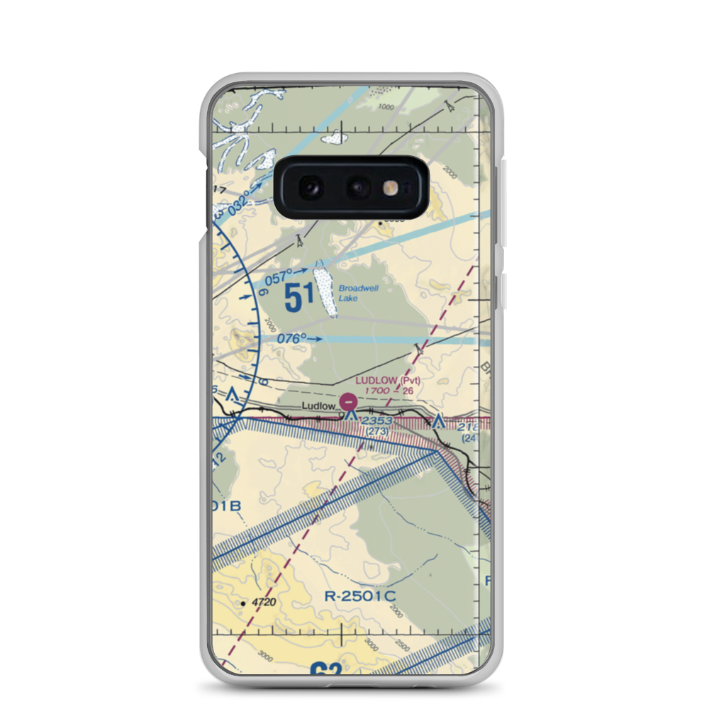 Ludlow Airport (5CA4) VFR Sectional Samsung Case Samsung Galaxy S10e model shown
