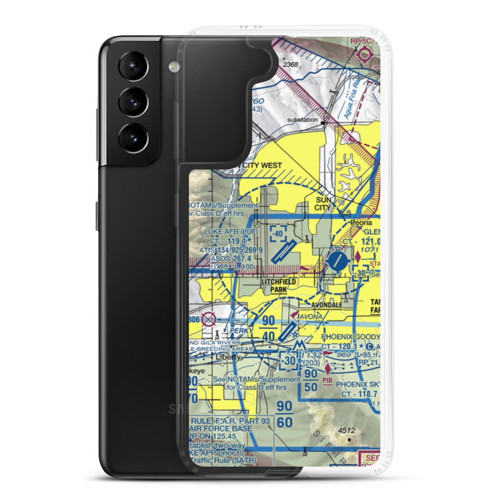 Luke Air Force Base (LUF) VFR Sectional Samsung Case Samsung Galaxy S21 Plus model shown