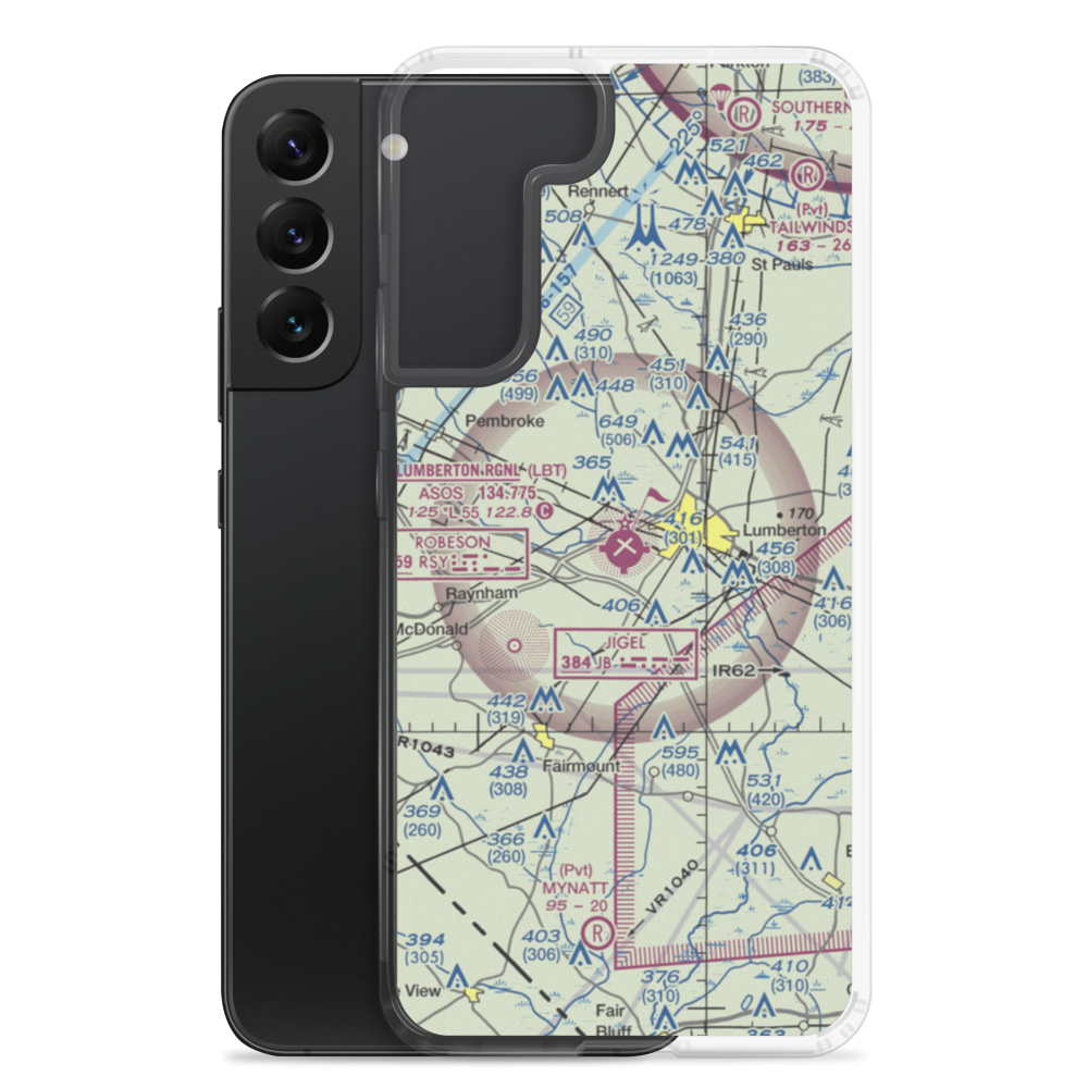 Lumberton Regional Airport (LBT) VFR Sectional Samsung Case Samsung Galaxy S22 Plus model shown