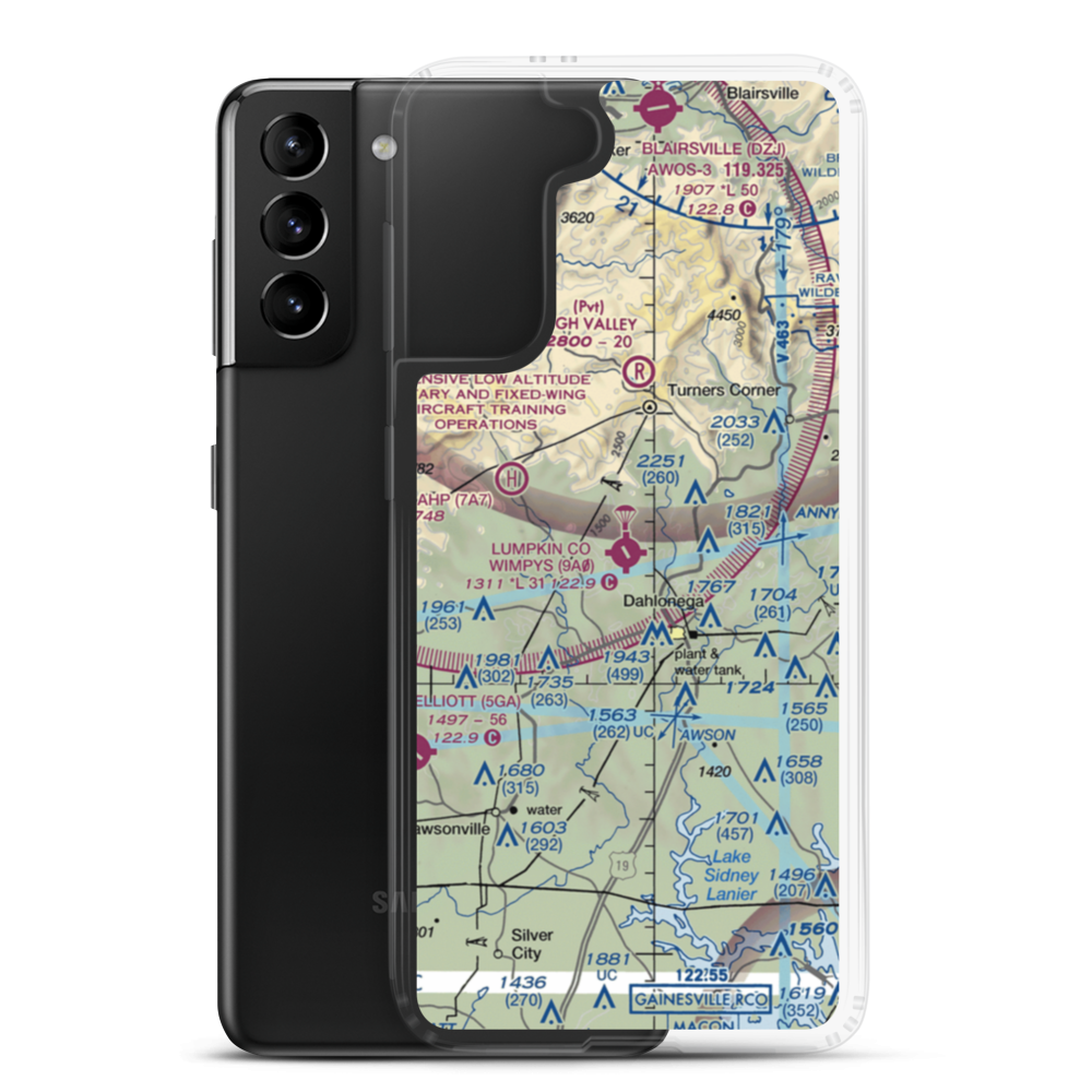Lumpkin County Wimpys Airport (9A0) VFR Sectional Samsung Case Samsung Galaxy S21 Plus model shown