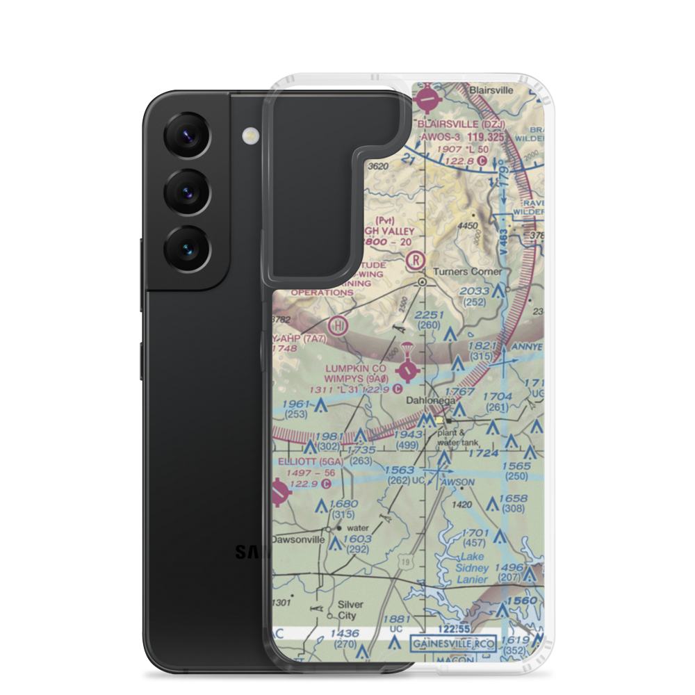 Lumpkin County Wimpys Airport (9A0) VFR Sectional Samsung Case Samsung Galaxy S22 model shown