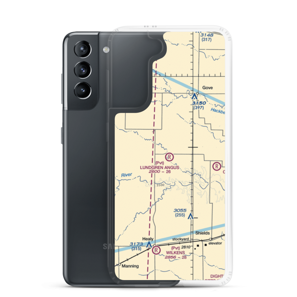 Lundgren Hereford Ranch Airport (9KS6) VFR Sectional Samsung Case Samsung Galaxy S21 model shown