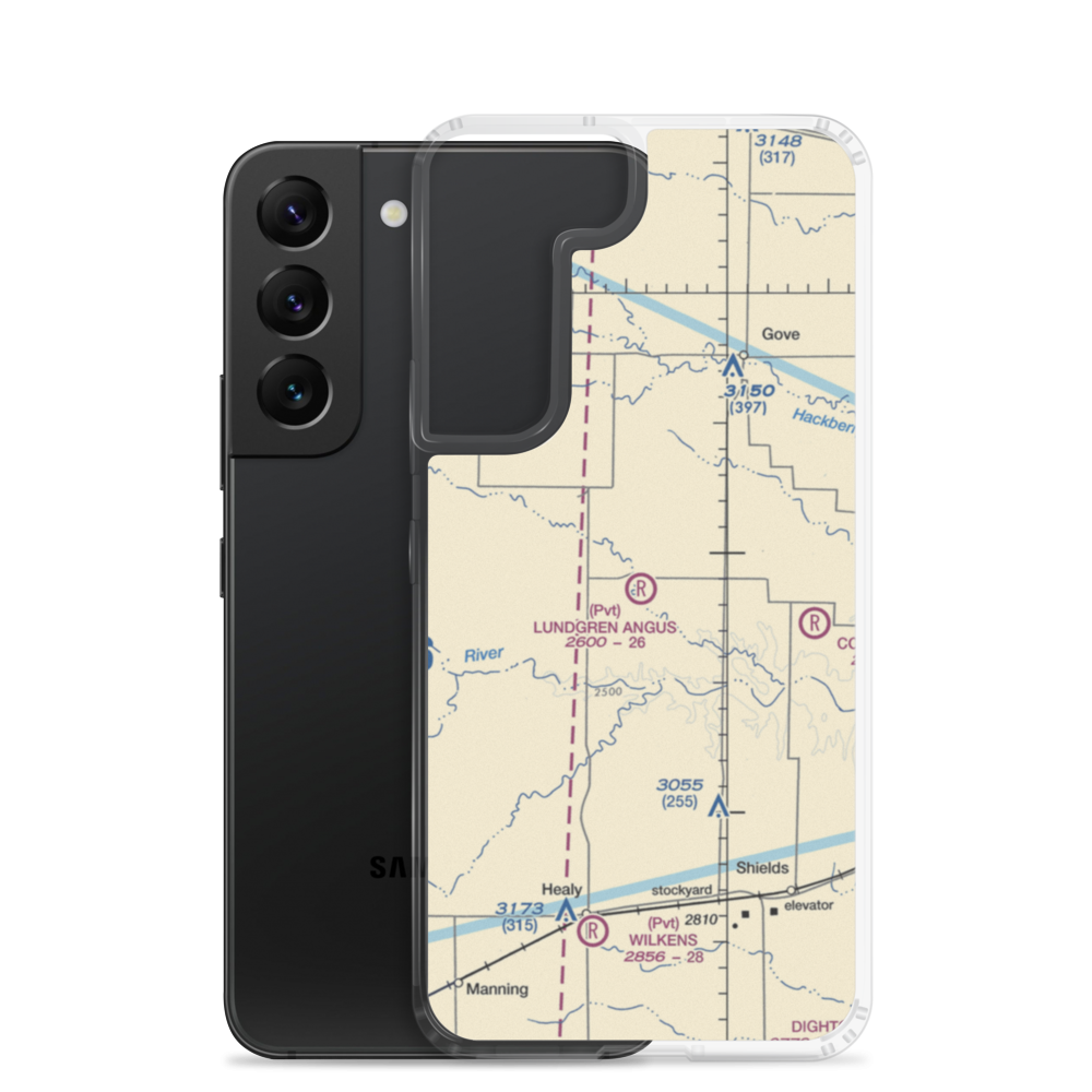 Lundgren Hereford Ranch Airport (9KS6) VFR Sectional Samsung Case Samsung Galaxy S22 model shown