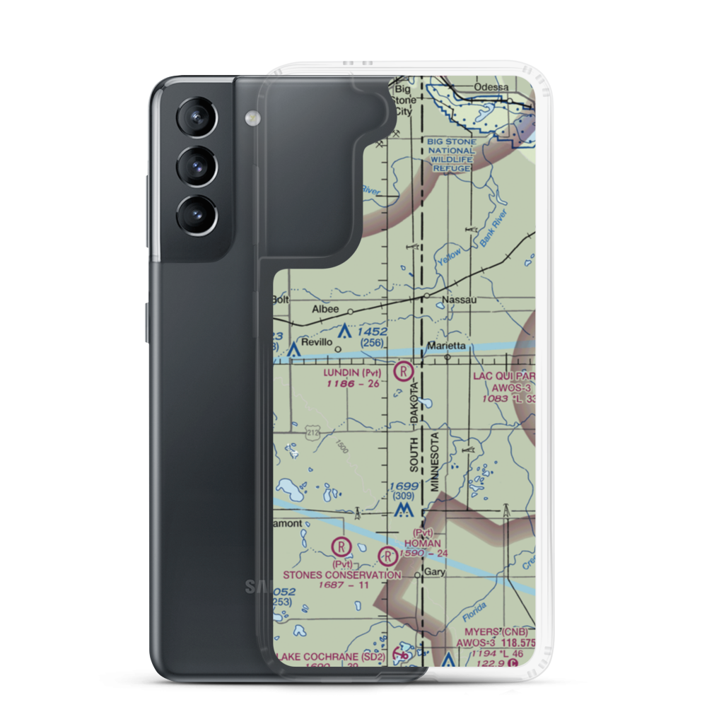Lundin Airport (SD94) VFR Sectional Samsung Case Samsung Galaxy S21 model shown