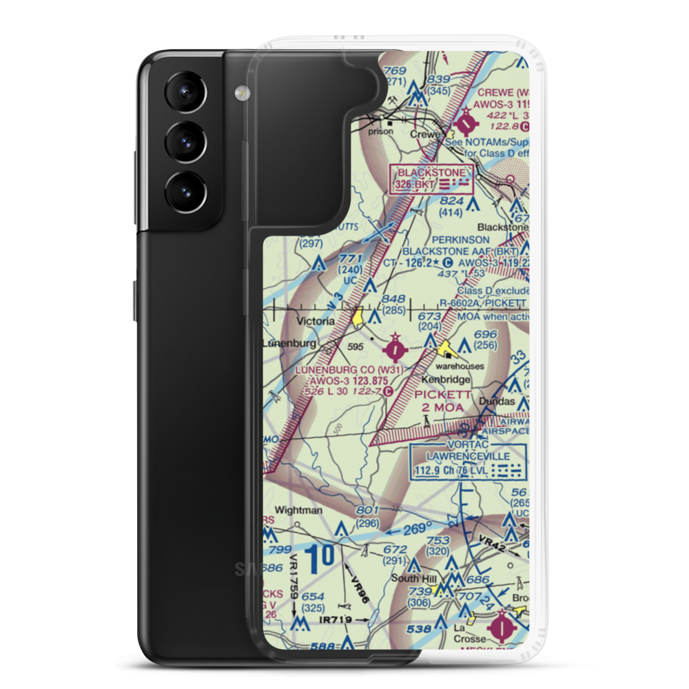 Lunenburg County Airport (W31) VFR Sectional Samsung Case Samsung Galaxy S21 Plus model shown