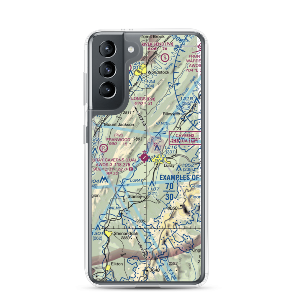 Luray Caverns Airport (LUA) VFR Sectional Samsung Case Samsung Galaxy S21 model shown