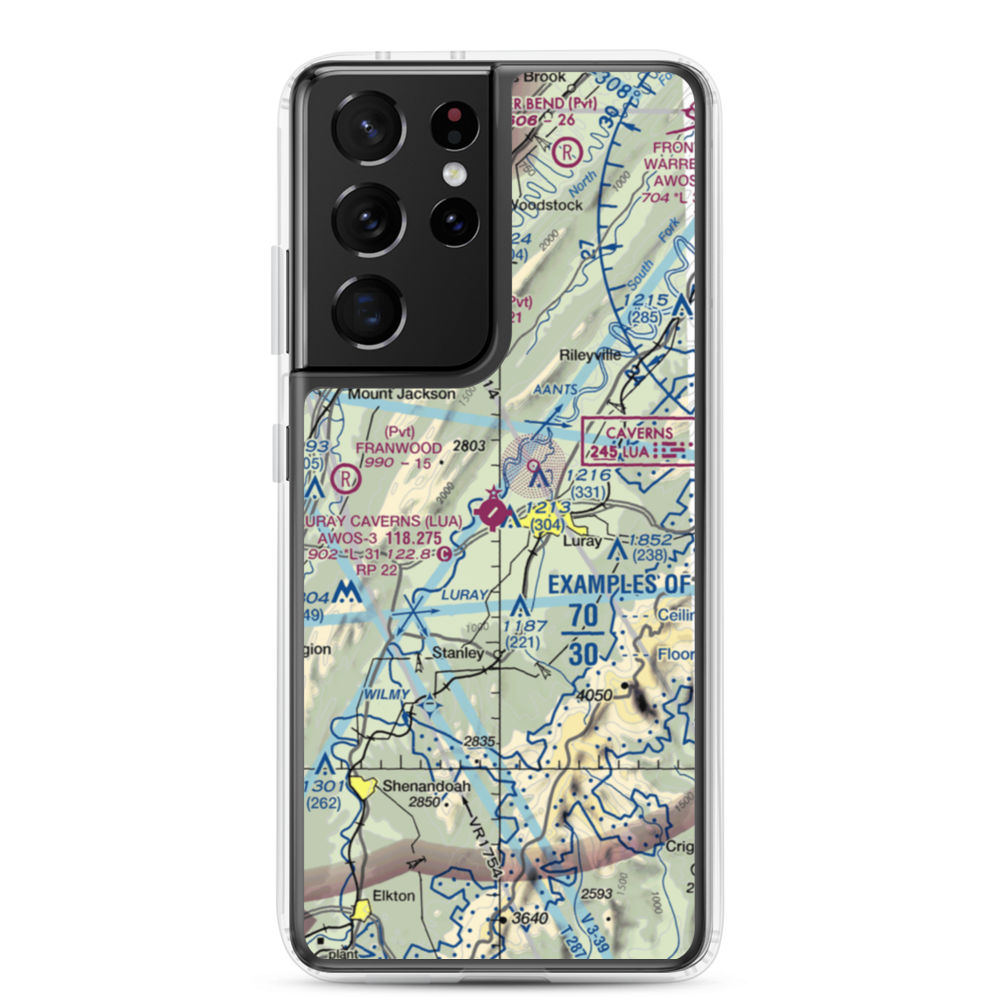 Luray Caverns Airport (LUA) VFR Sectional Samsung Case Samsung Galaxy S21 Ultra model shown