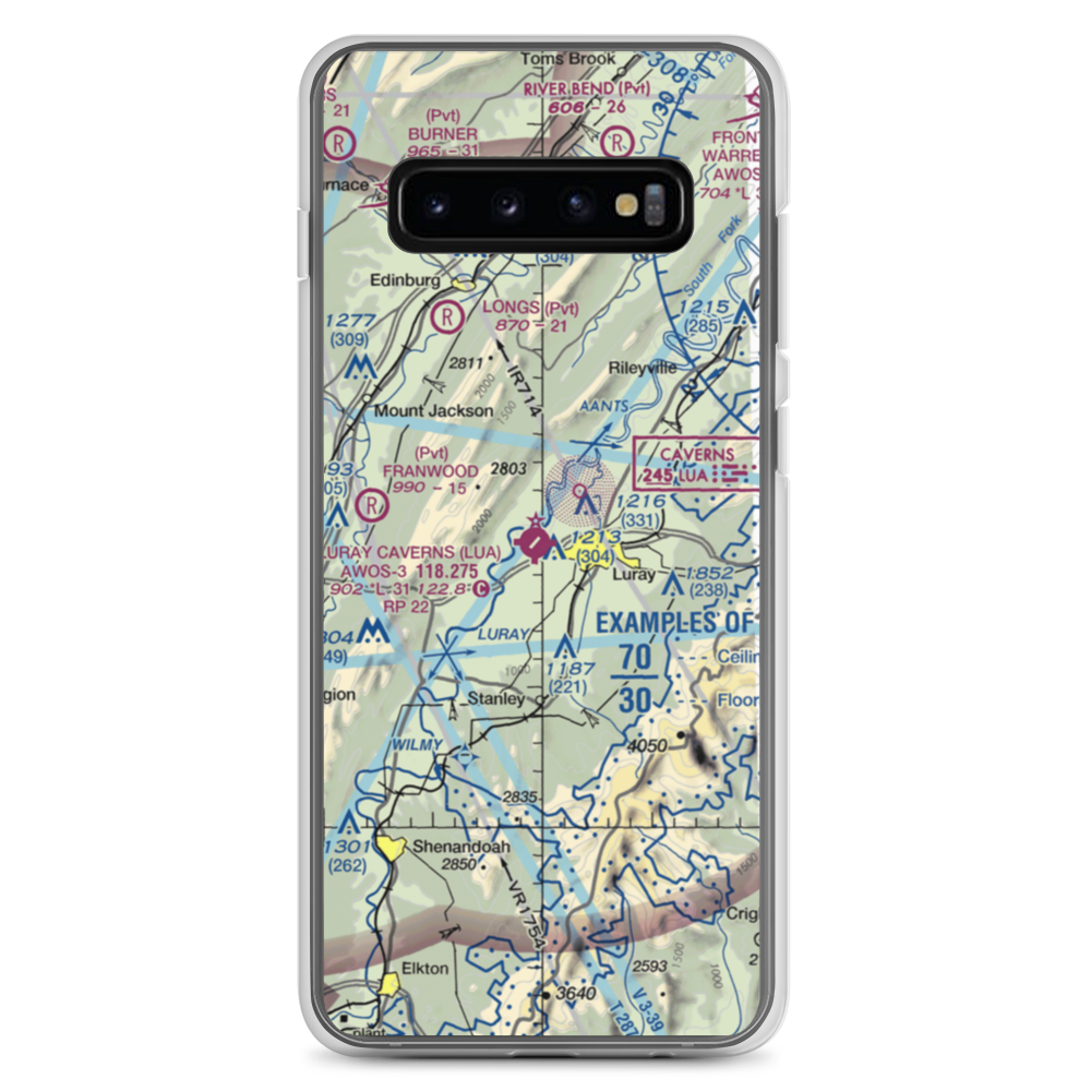 Luray Caverns Airport (LUA) VFR Sectional Samsung Case Samsung Galaxy S10+ model shown