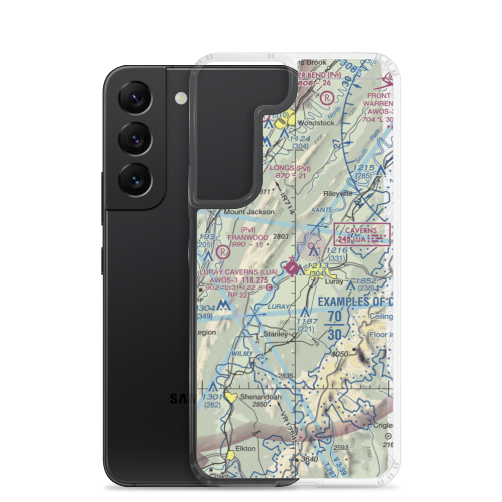 Luray Caverns Airport (LUA) VFR Sectional Samsung Case Samsung Galaxy S22 model shown