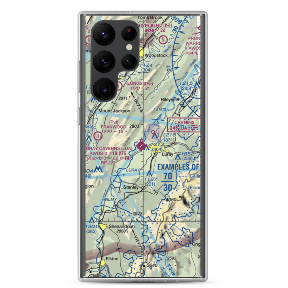 Luray Caverns Airport (LUA) VFR Sectional Samsung Case Samsung Galaxy S22 Ultra model shown