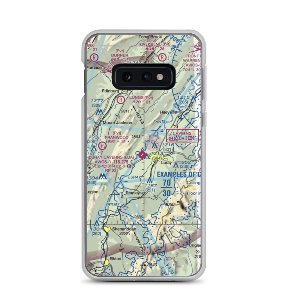 Luray Caverns Airport (LUA) VFR Sectional Samsung Case Samsung Galaxy S10e model shown