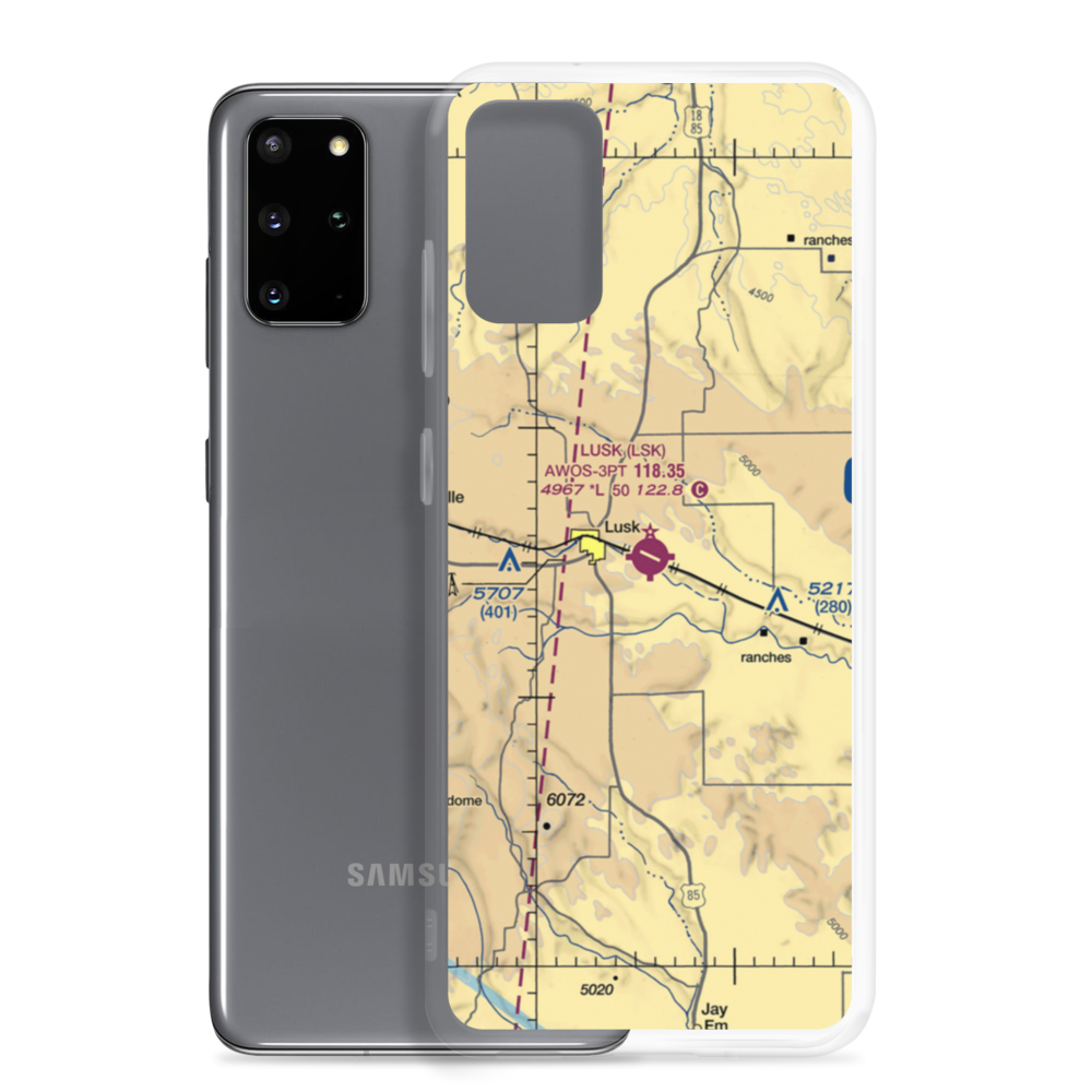 Lusk Municipal Airport (LSK) VFR Sectional Samsung Case Samsung Galaxy S20 Plus model shown