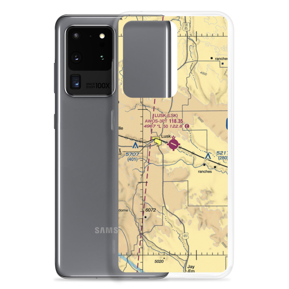 Lusk Municipal Airport (LSK) VFR Sectional Samsung Case Samsung Galaxy S20 Ultra model shown