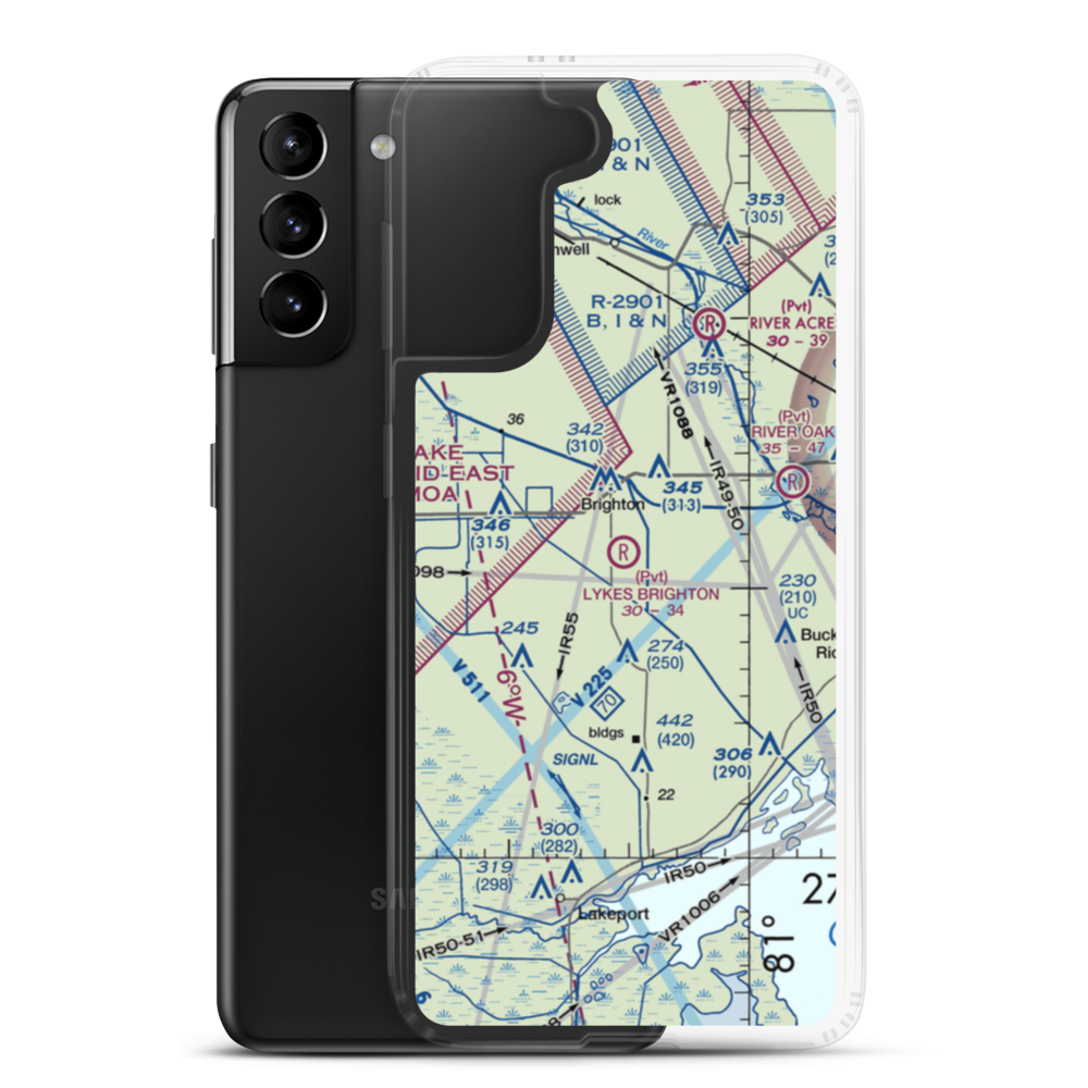 Lykes Brighton Airport (8FD5) VFR Sectional Samsung Case Samsung Galaxy S21 Plus model shown