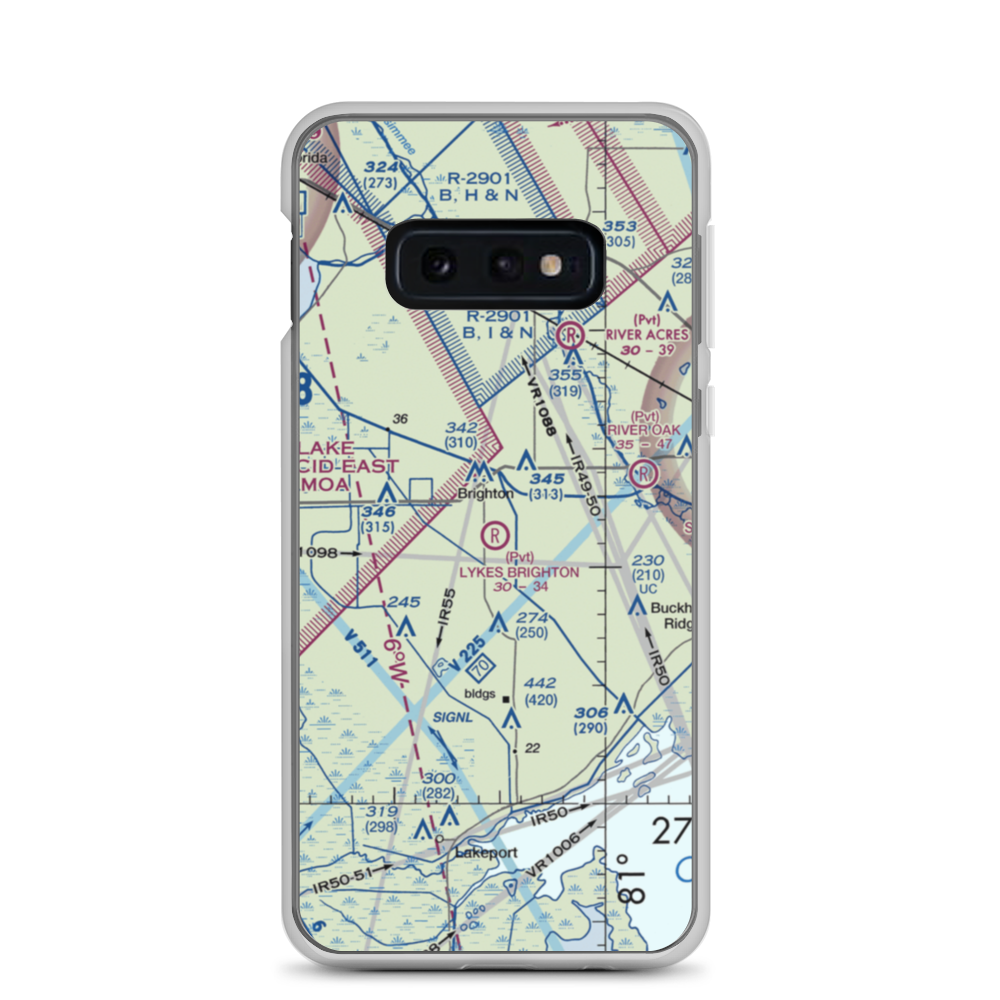 Lykes Brighton Airport (8FD5) VFR Sectional Samsung Case Samsung Galaxy S10e model shown