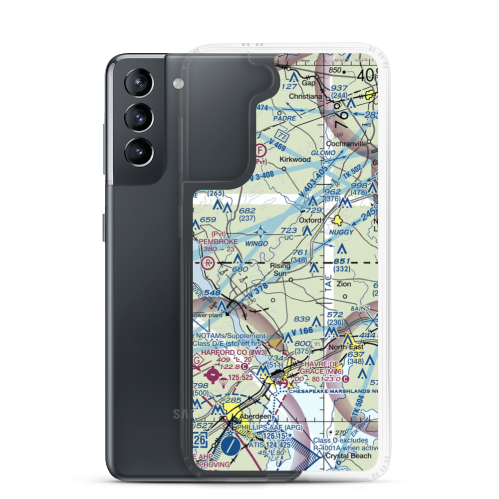 Lynch's Landing Airport (MD61) VFR Sectional Samsung Case Samsung Galaxy S21 model shown