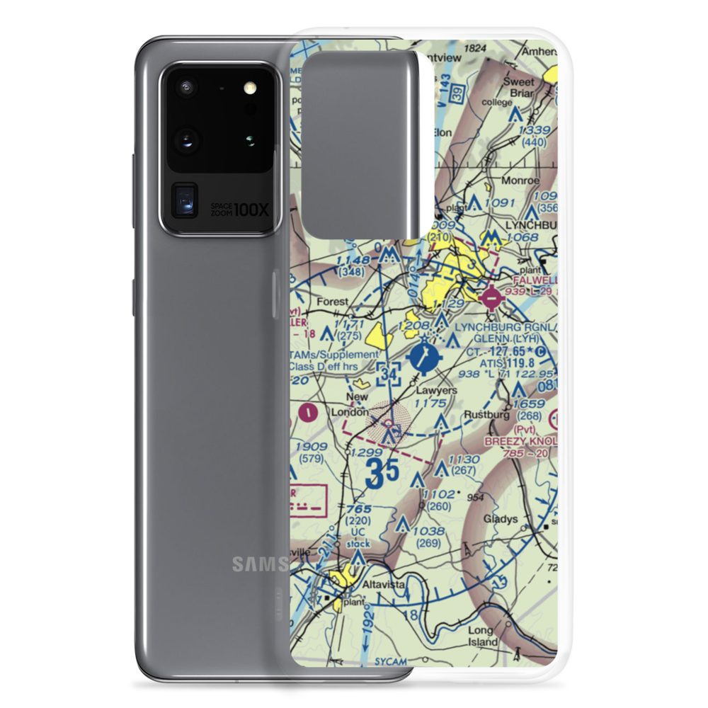 Lynchburg Regional Preston Glenn Field (LYH) VFR Sectional Samsung Case Samsung Galaxy S20 Ultra model shown