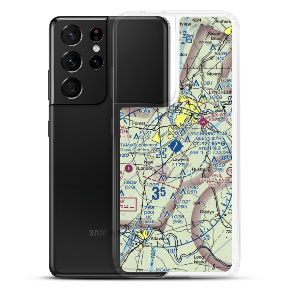 Lynchburg Regional Preston Glenn Field (LYH) VFR Sectional Samsung Case Samsung Galaxy S21 Ultra model shown