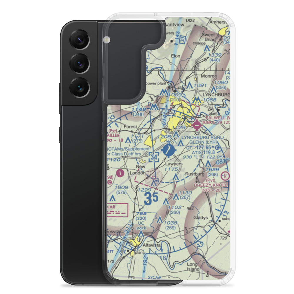 Lynchburg Regional Preston Glenn Field (LYH) VFR Sectional Samsung Case Samsung Galaxy S22 Plus model shown
