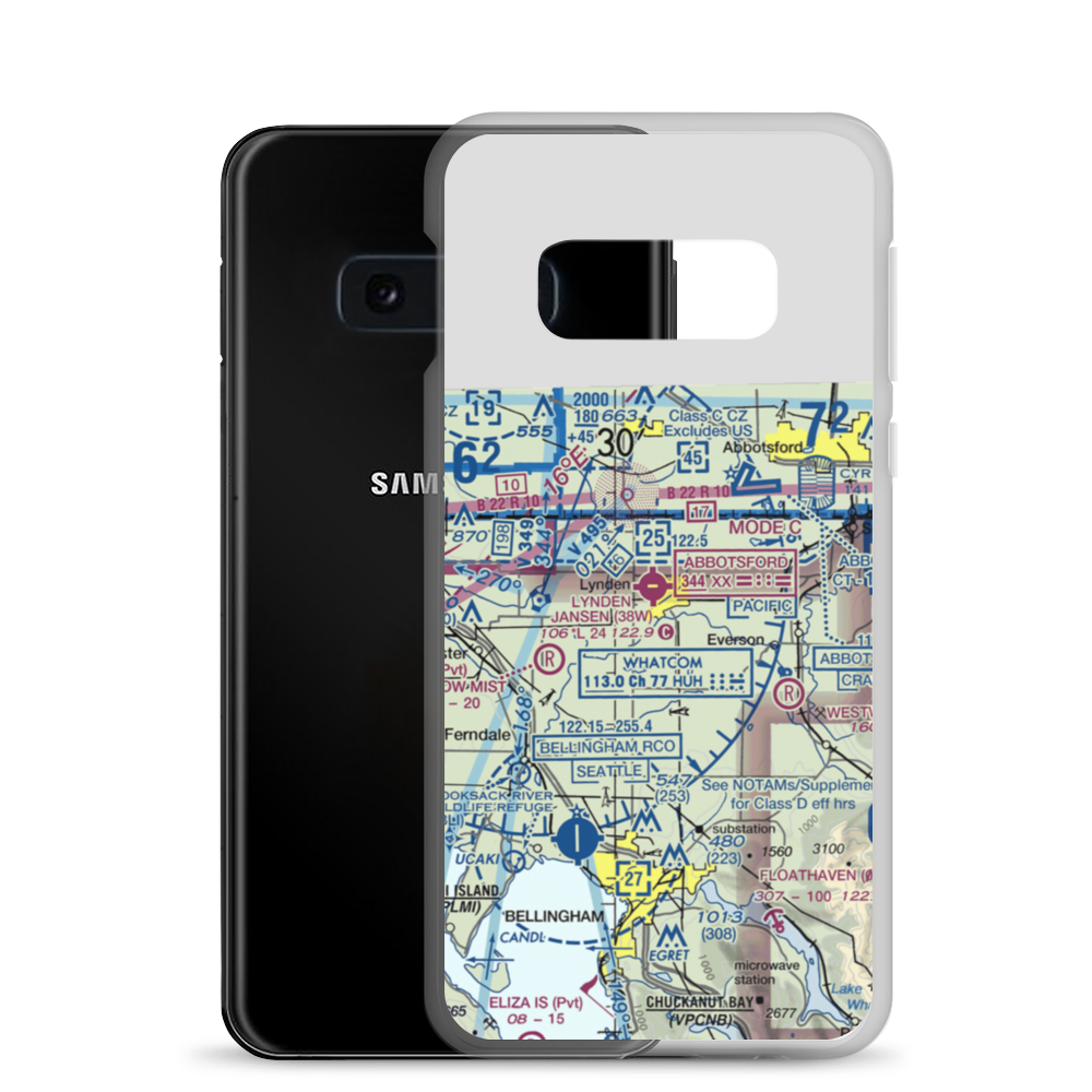 Lynden Airport (38W) VFR Sectional Samsung Case Samsung Galaxy S10e model shown