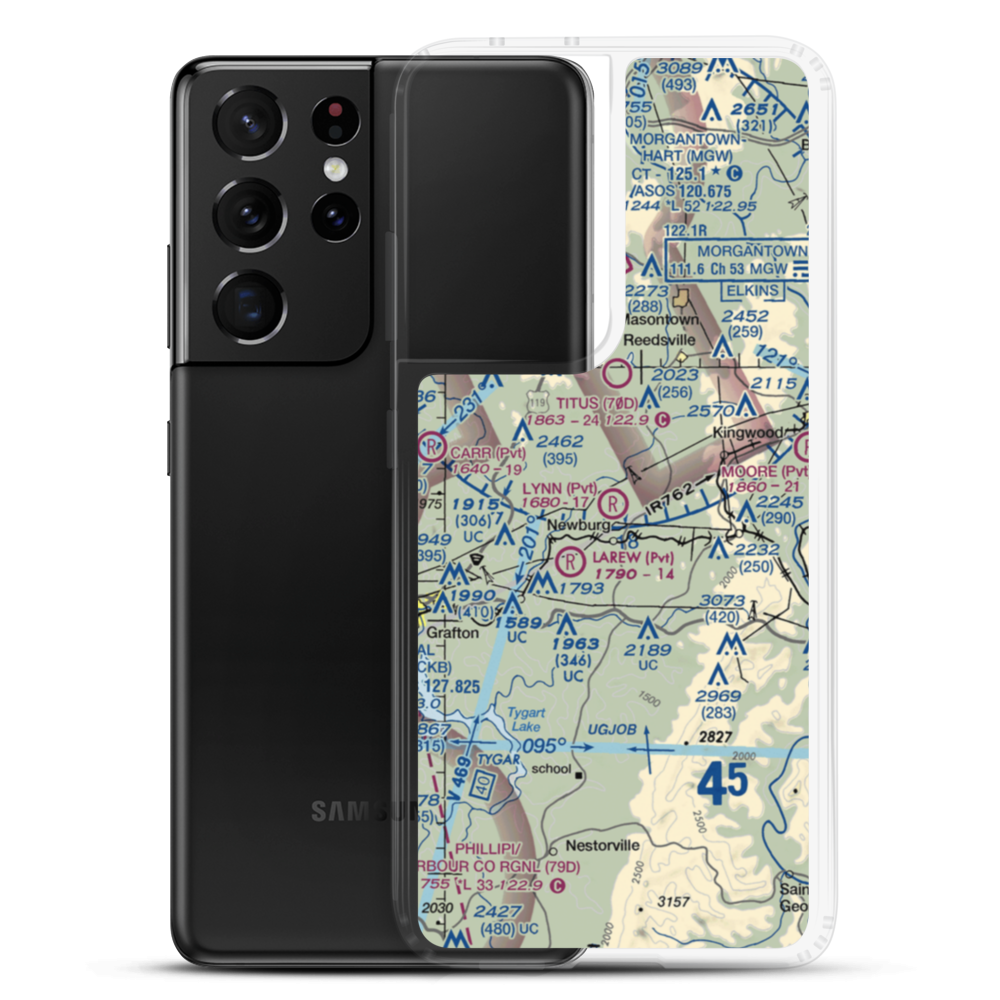 Lynn Airport (18WV) VFR Sectional Samsung Case Samsung Galaxy S21 Ultra model shown