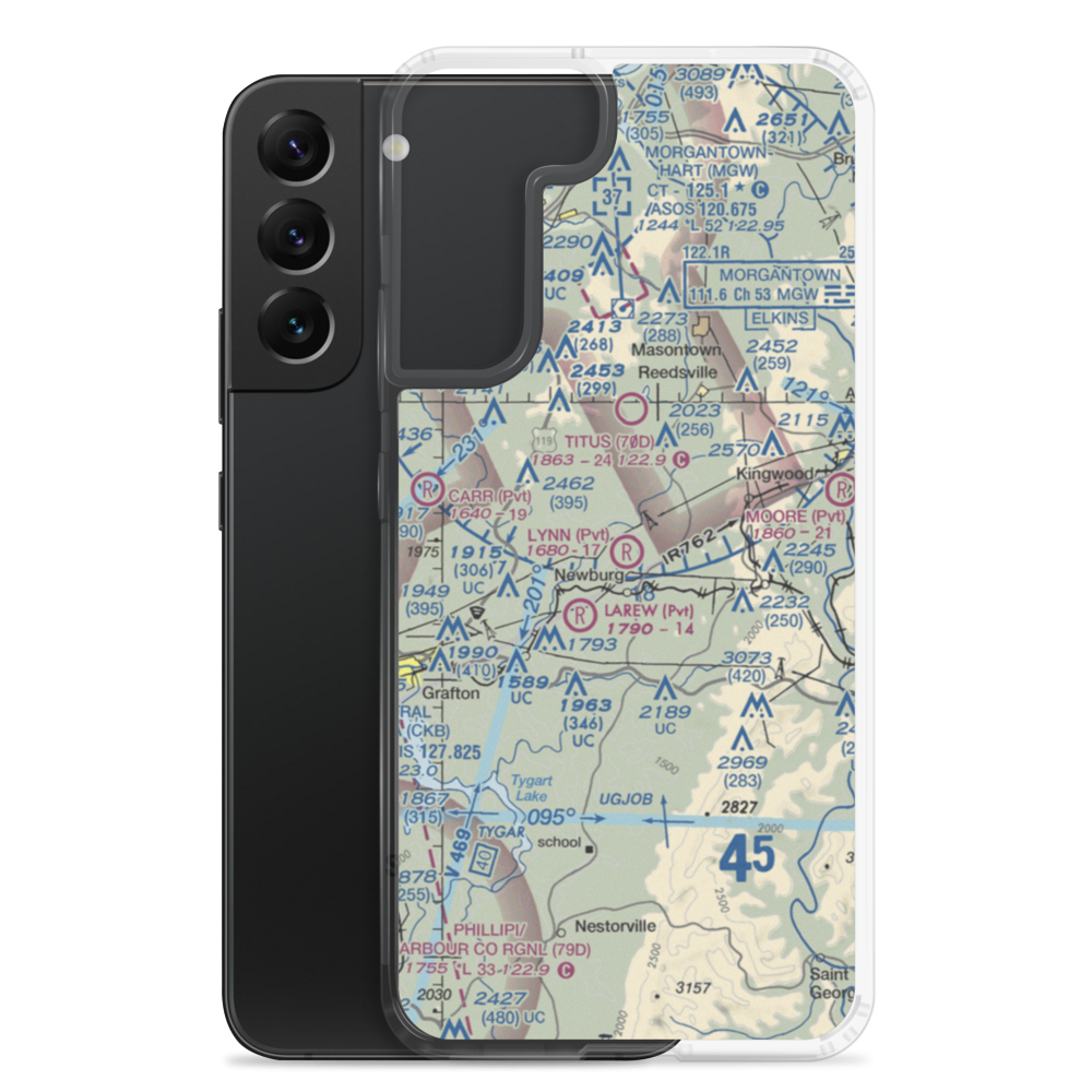Lynn Airport (18WV) VFR Sectional Samsung Case Samsung Galaxy S22 Plus model shown