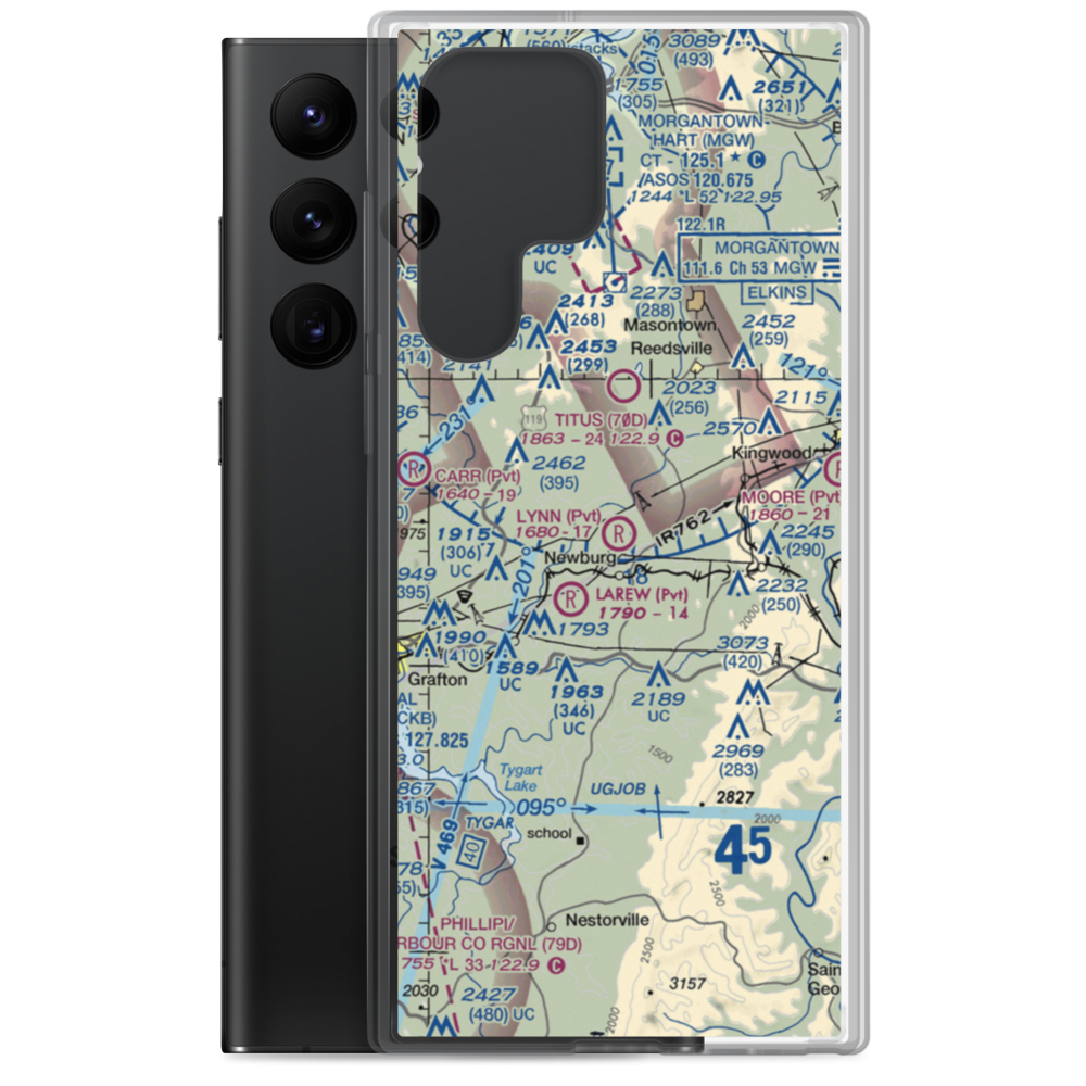 Lynn Airport (18WV) VFR Sectional Samsung Case Samsung Galaxy S22 Ultra model shown