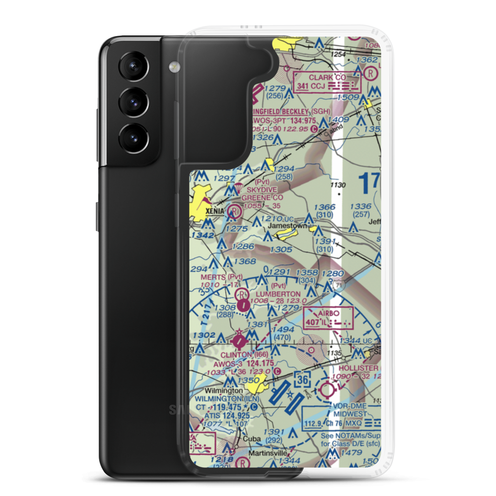 Lyons Field (OI52) VFR Sectional Samsung Case Samsung Galaxy S21 Plus model shown