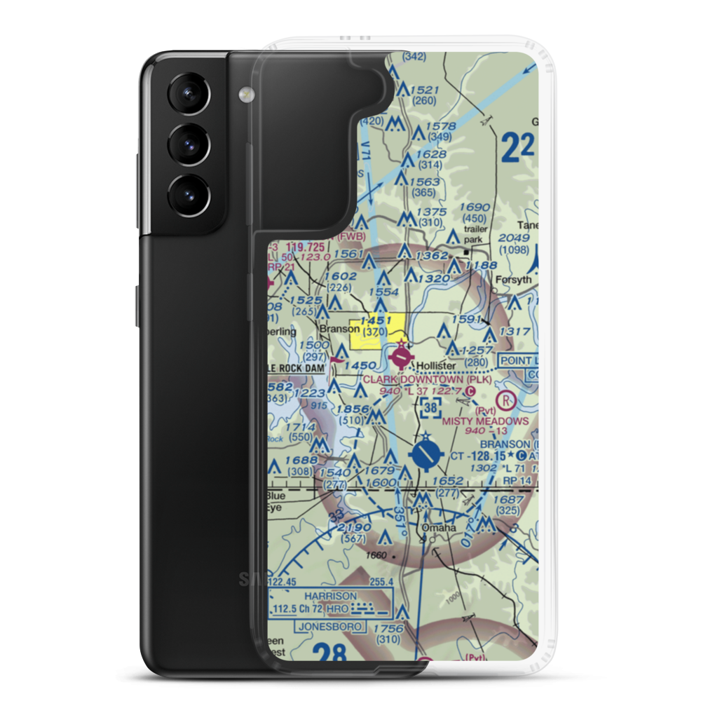 M. Graham Clark Downtown Airport (PLK) VFR Sectional Samsung Case Samsung Galaxy S21 Plus model shown