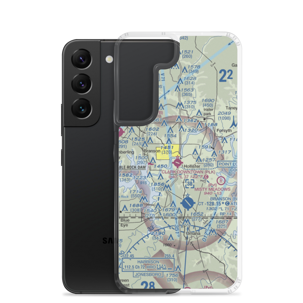 M. Graham Clark Downtown Airport (PLK) VFR Sectional Samsung Case Samsung Galaxy S22 model shown