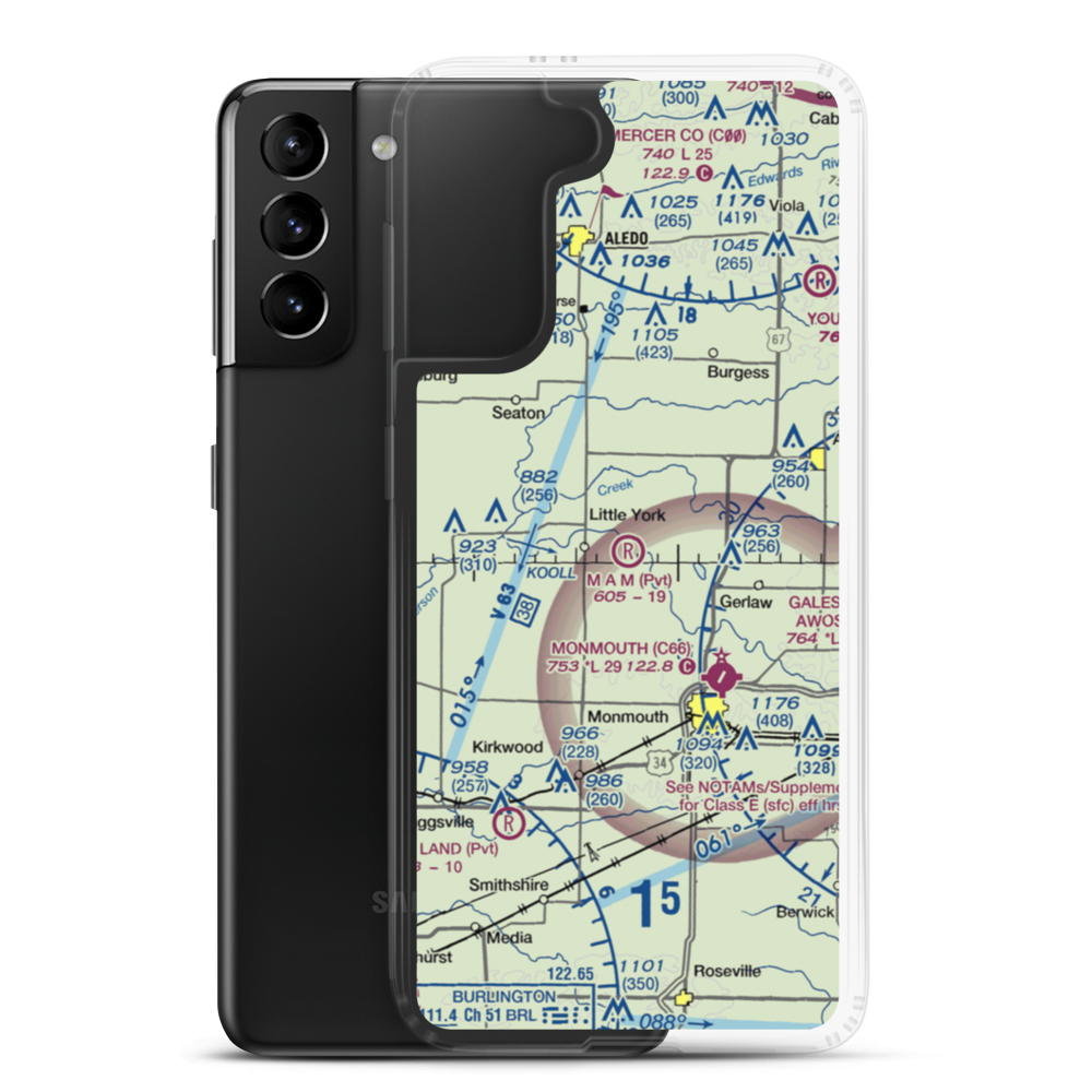 M.A.M Trail Airport (IL65) VFR Sectional Samsung Case Samsung Galaxy S21 Plus model shown