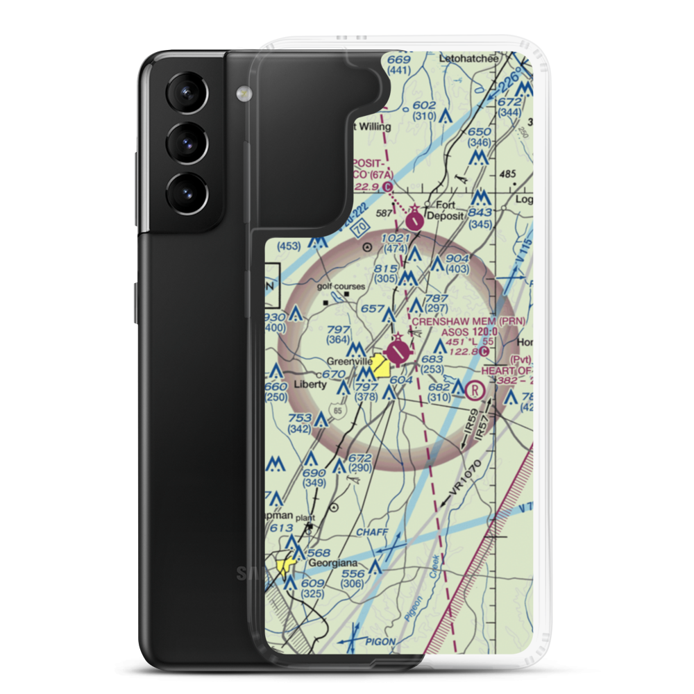 Mac Crenshaw Memorial Airport (PRN) VFR Sectional Samsung Case Samsung Galaxy S21 Plus model shown