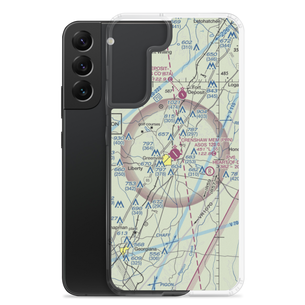 Mac Crenshaw Memorial Airport (PRN) VFR Sectional Samsung Case Samsung Galaxy S22 Plus model shown