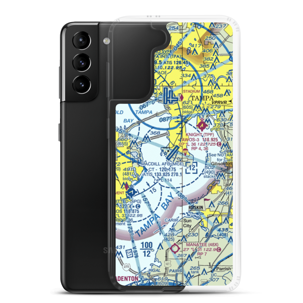 Mac Dill Air Force Base (MCF) VFR Sectional Samsung Case Samsung Galaxy S21 Plus model shown