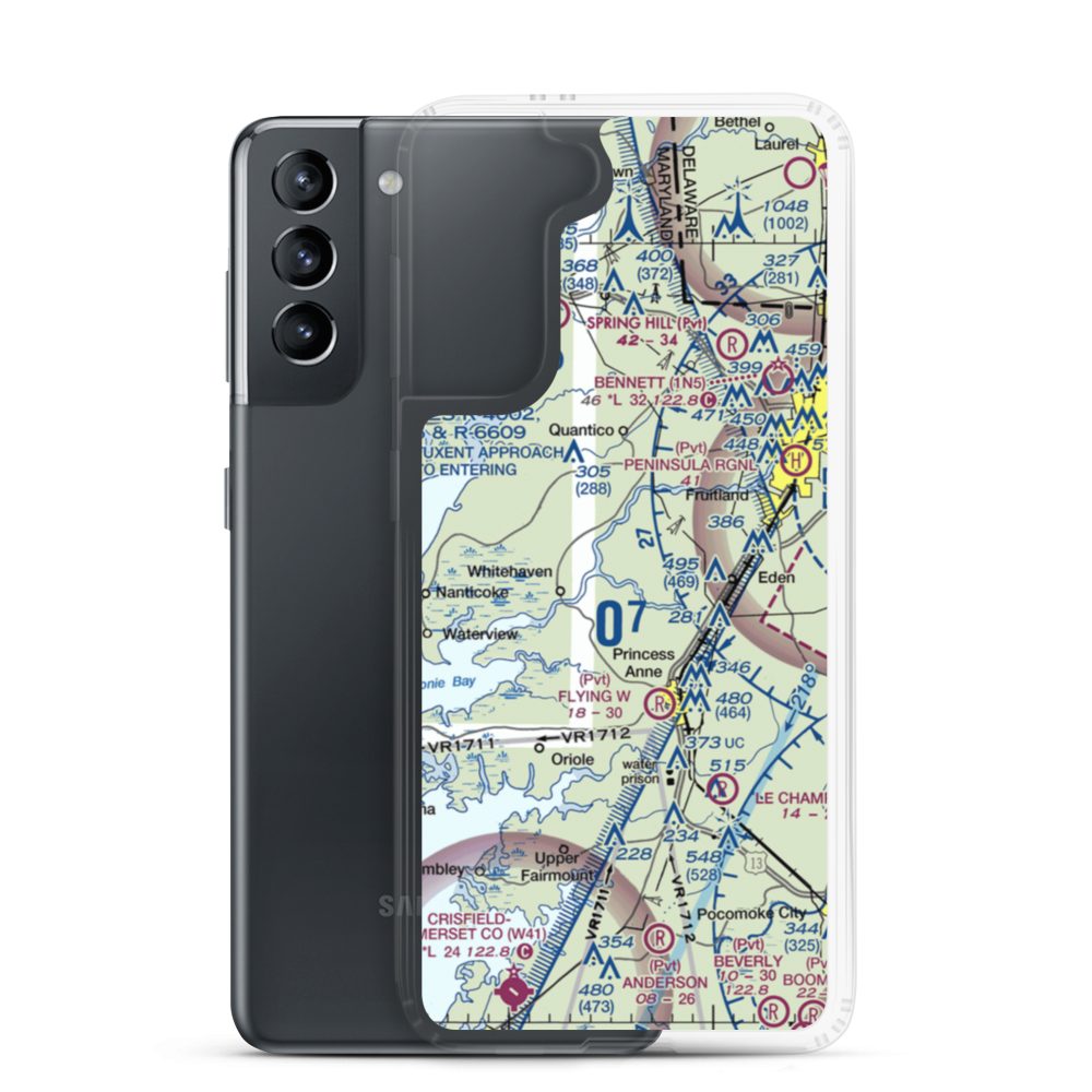 Mac Kinnis Airport (MD53) VFR Sectional Samsung Case Samsung Galaxy S21 model shown
