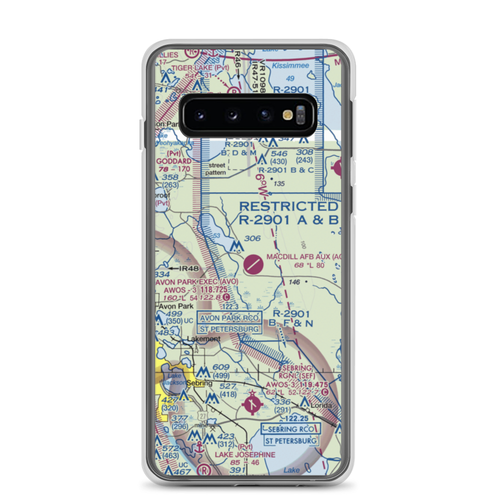 MacDill Air Force Base Auxiliary Field (AGR) VFR Sectional Samsung Case Samsung Galaxy S10 model shown