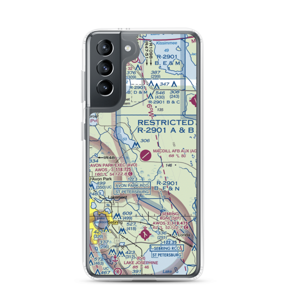MacDill Air Force Base Auxiliary Field (AGR) VFR Sectional Samsung Case Samsung Galaxy S21 model shown