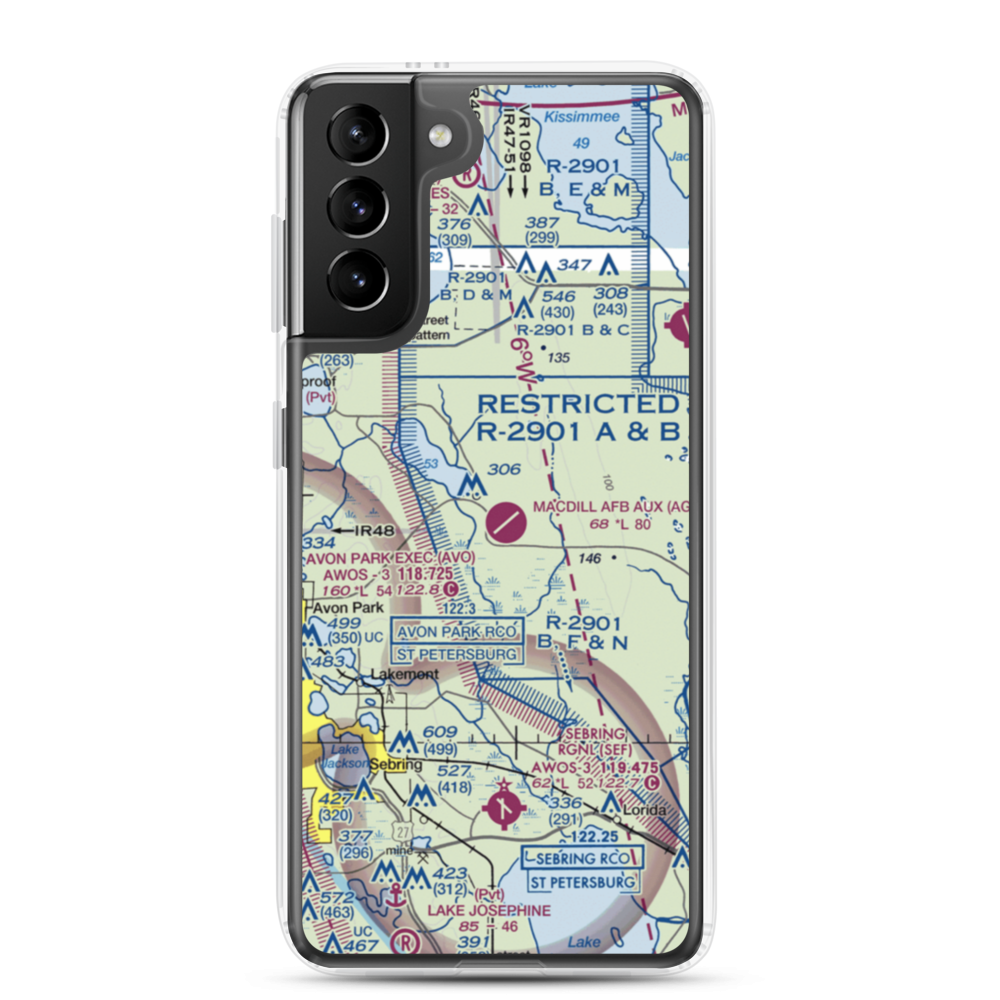 MacDill Air Force Base Auxiliary Field (AGR) VFR Sectional Samsung Case Samsung Galaxy S21 Plus model shown