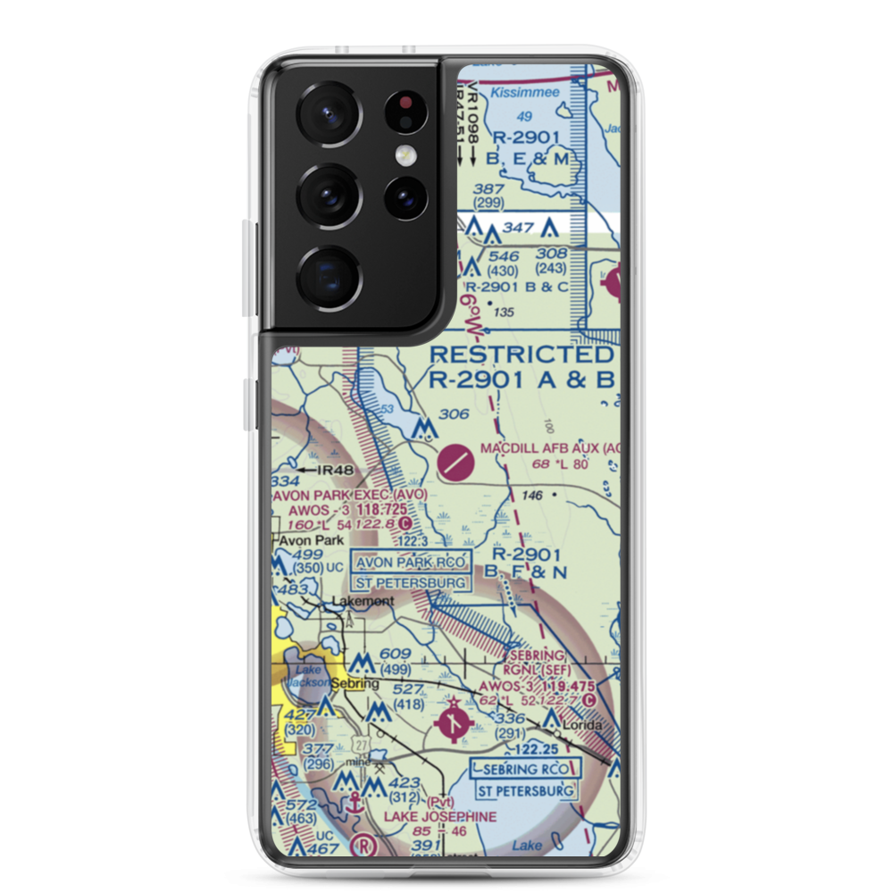 MacDill Air Force Base Auxiliary Field (AGR) VFR Sectional Samsung Case Samsung Galaxy S21 Ultra model shown
