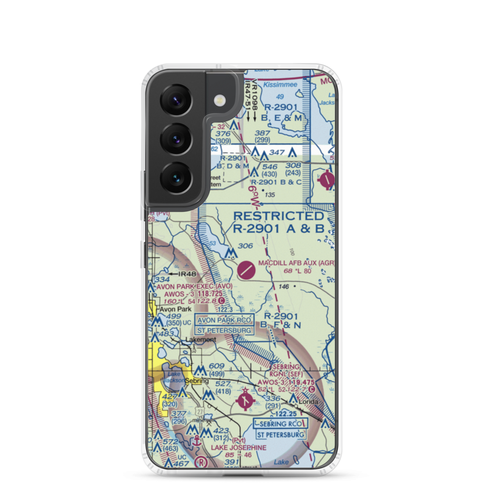 MacDill Air Force Base Auxiliary Field (AGR) VFR Sectional Samsung Case Samsung Galaxy S22 model shown