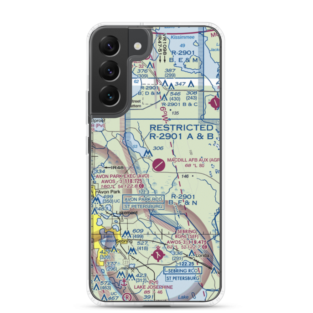 MacDill Air Force Base Auxiliary Field (AGR) VFR Sectional Samsung Case Samsung Galaxy S22 Plus model shown