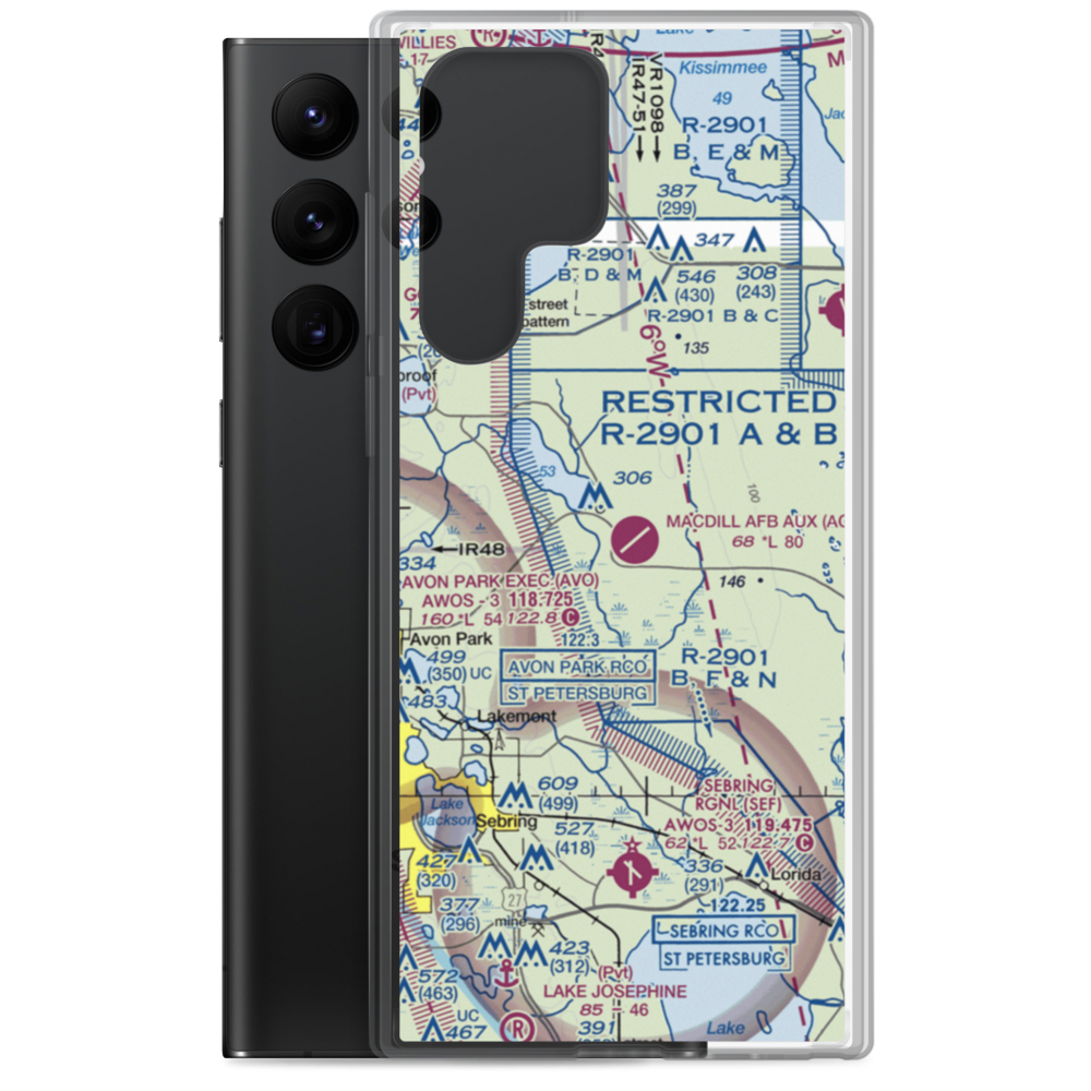MacDill Air Force Base Auxiliary Field (AGR) VFR Sectional Samsung Case Samsung Galaxy S22 Ultra model shown