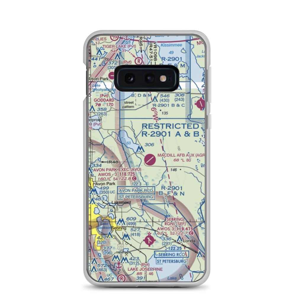 MacDill Air Force Base Auxiliary Field (AGR) VFR Sectional Samsung Case Samsung Galaxy S10e model shown